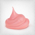 Pink whipped cream for dessert. Decorative element.